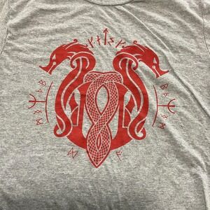 God Of War Loot Gaming Shirt Mens Large Gray Norse Serpent Graphic Tee Runes